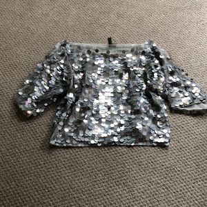 ASOS large silver sequined top size 6, sleeves hit around elbow